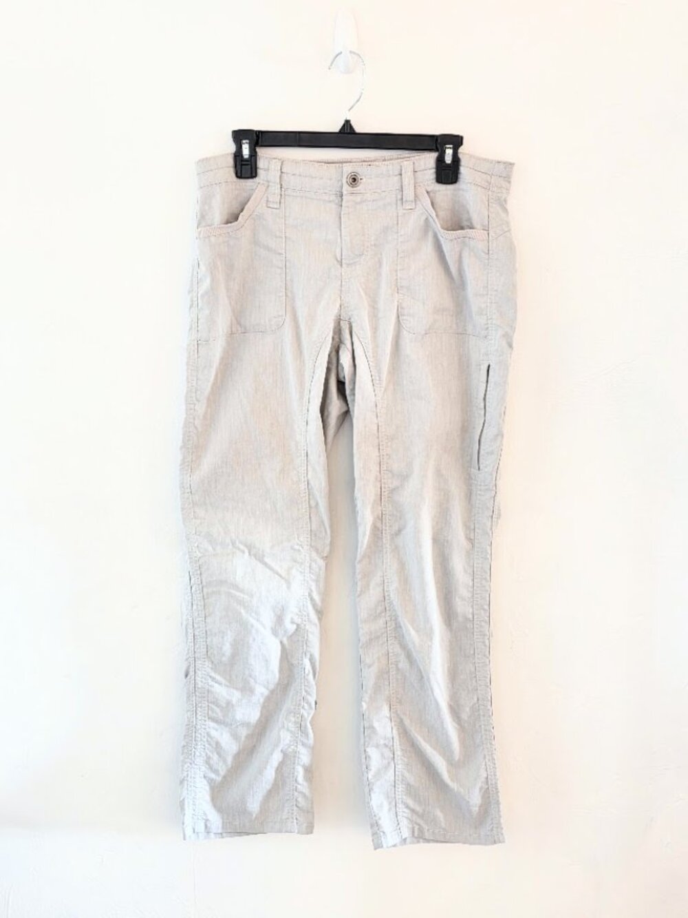 KUHL Cabo Pants Women’s Size 10 Short Birch Ash Grey Linen Blend Hiking Gorpcore